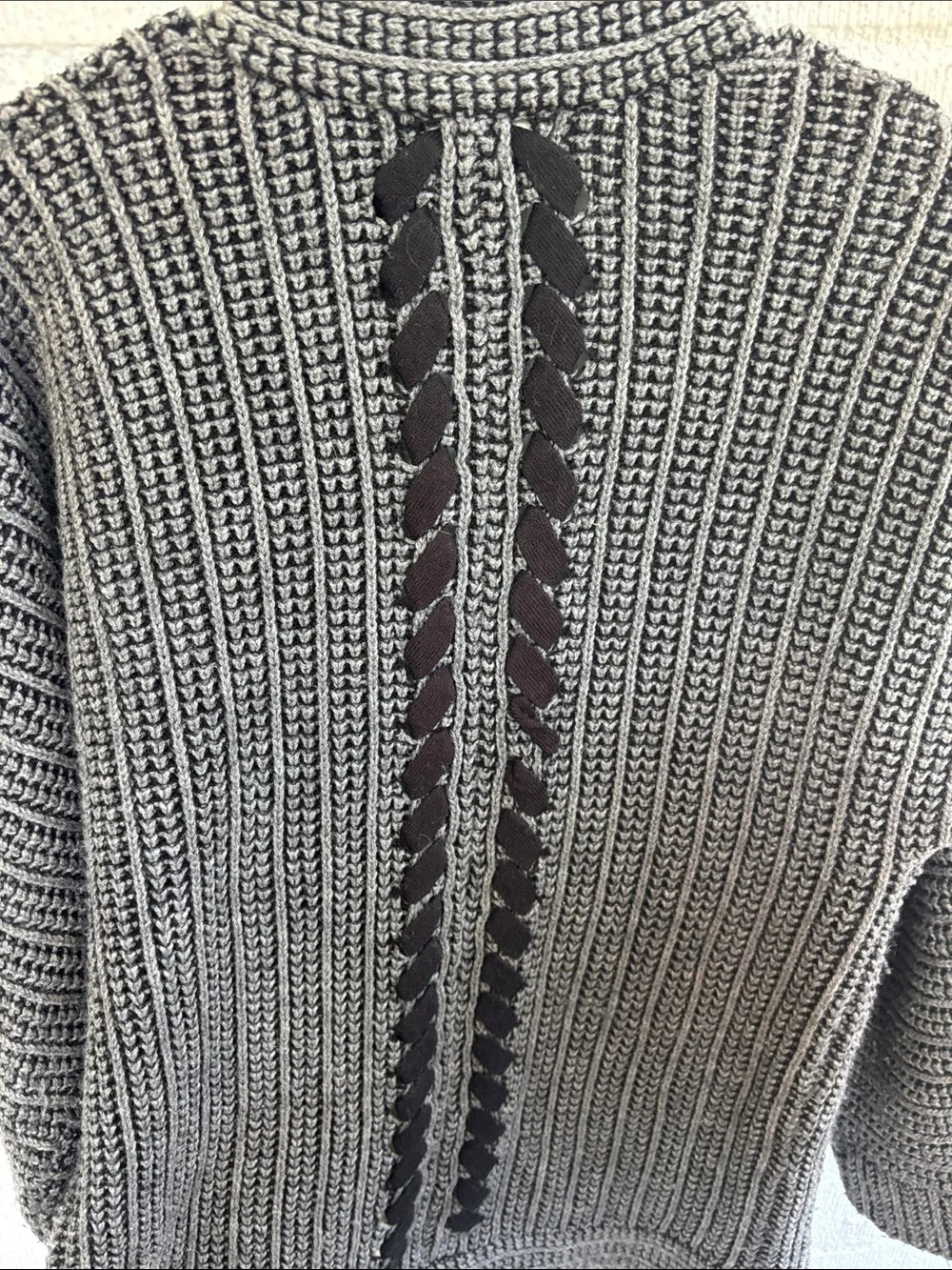 Pink Rose Gray Open-Front Knit Cardigan sz L